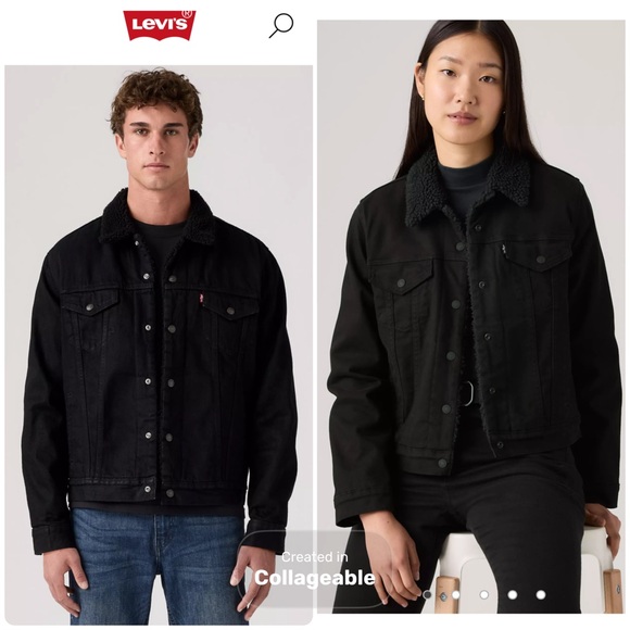 Levi’s TYPE III SHERPA TRUCKER JACKET Unisex, Sherpa, Blackout - Picture 16 of 16